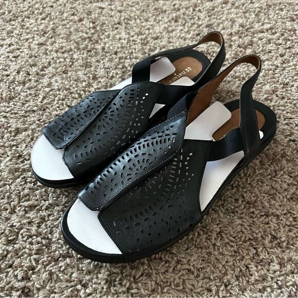 Naturalizer N5 Comfort Prepare Black Leather Slingback Sandals Size 9 Wide - Picture 1 of 9